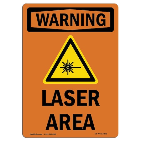 Signmission OSHA WARNING Sign, Laser Area W/ Symbol, 24in X 18in Decal, 18" W, 24" H, Portrait OS-WS-D-1824-V-13299